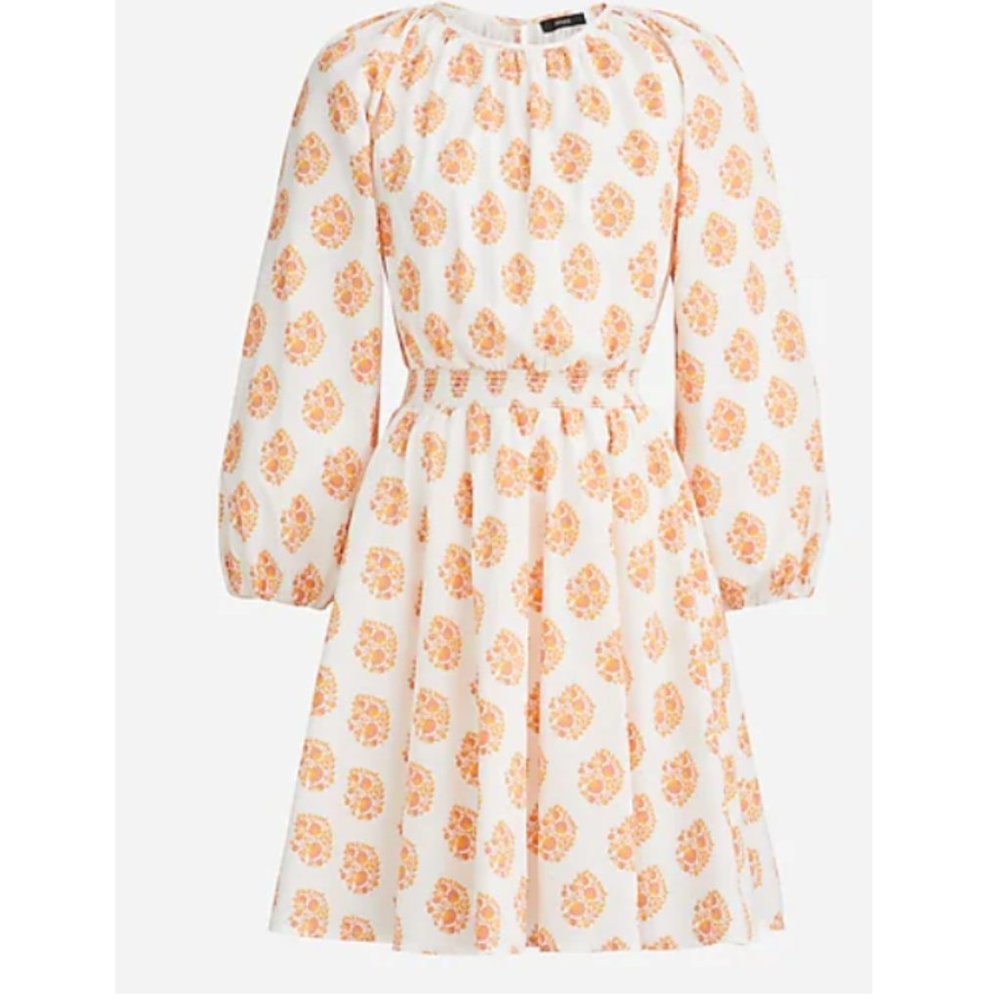 J.CREW SOLD OUT ONLINE Smocked-waist mini dress in gathered floral block print
